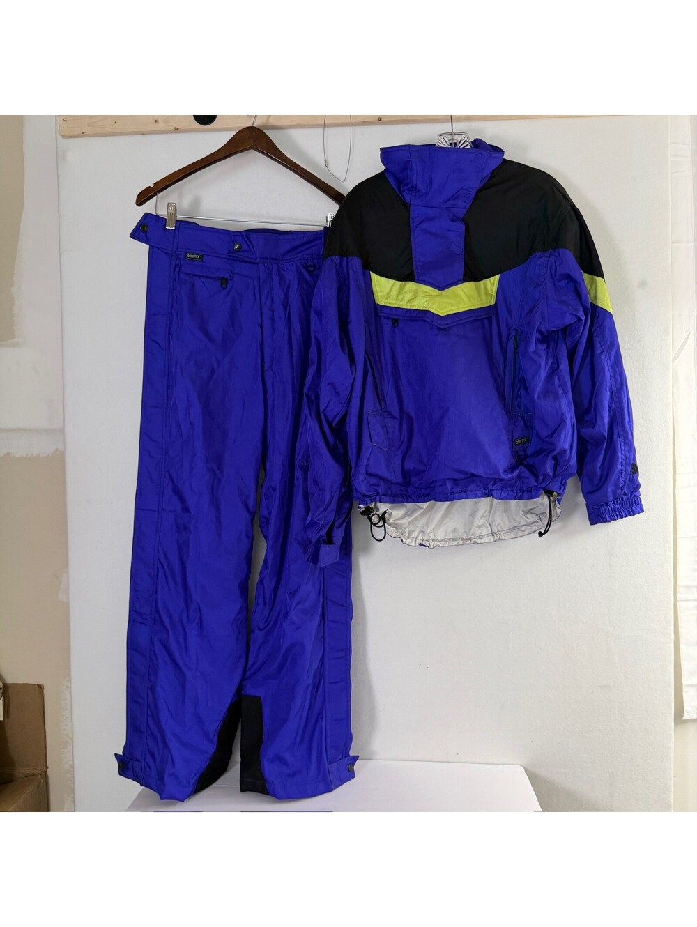 Vintage The North Face Gore-Tex Ski Suit Set Blue Neon Yellow Men's M-S